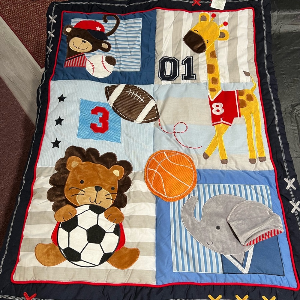 SET- Colorful Animal Sports Baby Crib Bedding